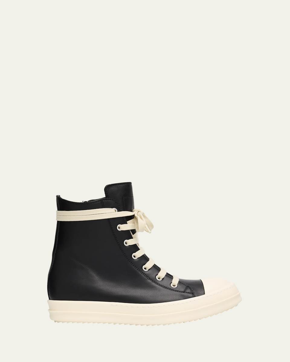 Calf Leather Cap Toe High-Top Sneakers
